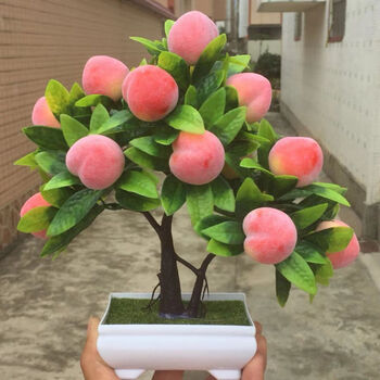 树仿真植物盆栽绿植塑料假树大寿桃树桃子树假盆景装饰苹果树24厘米小