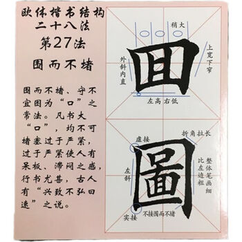 温妤欧阳询欧楷结构二十八法字帖卡片九厘米格28张112字田楷书法字帖