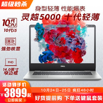 戴尔(DELL)灵越5493/5593 燃5000 手提轻薄超极本商务办公网课学生游戏笔记本电脑 冰川银|14英寸|i5-1035G1|UHD集显 16G内存 256GPCIE固态+1T机械 定制版