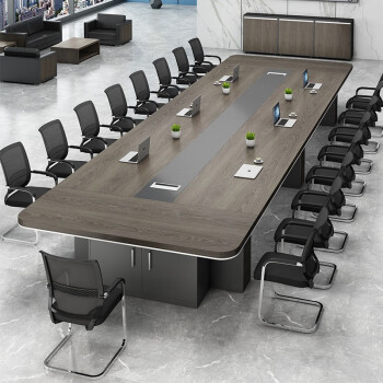 格之木大型会议桌长桌椅组合20人办公桌简约现代板式椭圆形会议桌开会