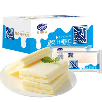 港荣 蒸蛋糕奶香整箱营养早餐红充饥代餐糕点心芝士夹心 乳酸吐司半箱[拍2合并发450g]