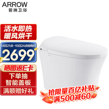 箭牌（ARROW）AKE1113M 即热式智能马桶遥控全自动冲水烘干智能坐便器 305孔距