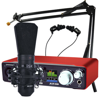 Buckhorn跳羚K4声卡+ISK BM800S麦克风外置声卡套装网主播录音直播K歌通用