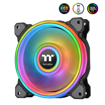 Tt（Thermaltake）Riing Quad 14 LED RGB 机箱水冷风扇 黑色（14cm风扇*1/1680万色/四光圈/灯光编辑软体）