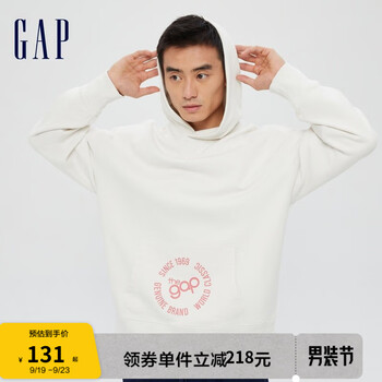 Gap 盖璞 男女装LOGO法式圈织软连帽套头宽松运动卫衣809005 情侣装上衣 白色服饰鞋包类商品-全利兔-实时优惠快报
