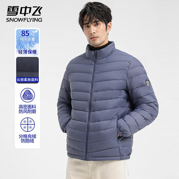 雪中飞 男士日常休闲立领羽绒服秋冬通勤时尚穿搭保暖防寒服纯色百搭外套 雾蓝色 170/88A服饰鞋包类商品-全利兔-实时优惠快报