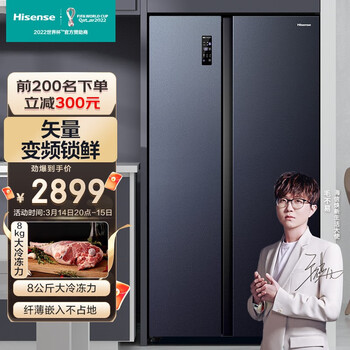 海信（Hisense）532升变频对开门双开门 冰箱风冷净味低噪纤薄大容量BCD-532WFK1DPQ