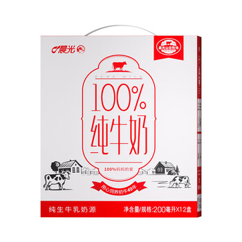 M&G 晨光 100%生牛乳纯牛奶200ml*12盒*3箱食品类商品-全利兔-实时优惠快报