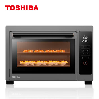东芝(TOSHIBA)大容量 智能专业烘焙电烤箱 上下独立控温 带旋转烤叉 搪瓷内胆 热风对流 D2-38B1 38升