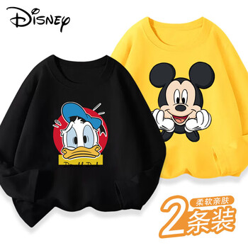 Disney 迪士尼 男女童棉长袖t恤2023秋款童装休闲内搭打底衫秋季上衣 有大码 可亲子母婴玩具类商品-全利兔-实时优惠快报