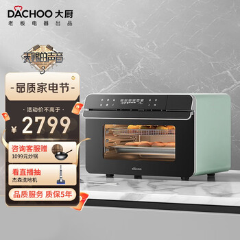 大厨（DACHOO）【老板电器】蒸烤箱一体机家用台式烤箱蒸箱蒸烤空气炸一体机 DB600 柠檬青