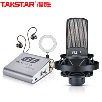 得胜（TAKSTAR）SM-18 专业电容麦克风 手机直播设备外置声卡套装电脑主播话筒 抖音直播全套 套装礼品1