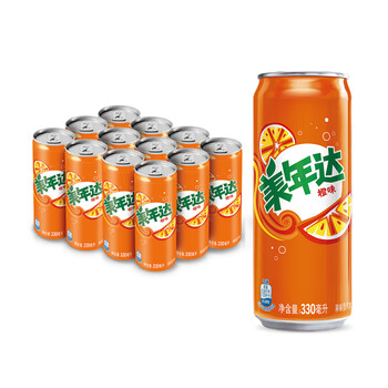 pepsi 百事 可乐美年达Mirinda 橙味 汽水碳酸饮料 整箱 细长罐330ml*12听食品类商品-全利兔-实时优惠快报
