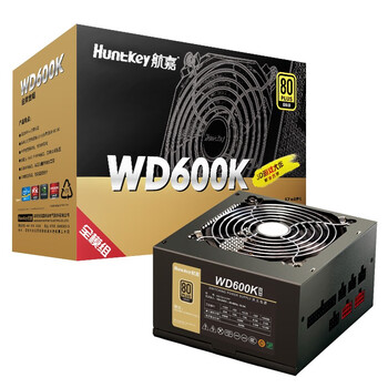 航嘉（Huntkey）WD600K全模组 金牌600W电脑电源（80PLUS金牌/单路45A/全电压/LLC+SR+DC-DC/3A大作）