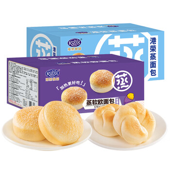 Kong WENG 港荣 Kongweng港荣 蒸面包 紫薯味460g+淡奶味460g共920g全利兔-实时优惠快报