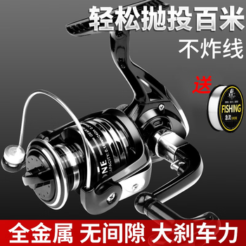 迎科 渔轮纺车轮全金属轮头前打路亚海竿远投轮海杆轮鱼线轮鱼轮 左右手互换型 黑色】全金属线杯 6000系列运动户外类商品-全利兔-实时优惠快报