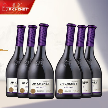J.P.CHENET 香奈 plus:法国香奈（J.P.CHENET） 梅洛干红葡萄酒 梅鹿辄歪脖子网红酒 750ml*6瓶食品类商品-全利兔-实时优惠快报