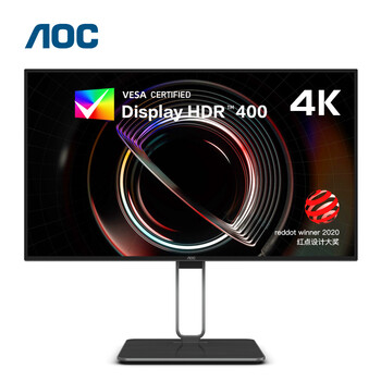 AOC电脑显示器 27英寸4K高清 90W type-c NanoIPS硬屏 HDR400 专业设计办公旋转升降支架U27U2S