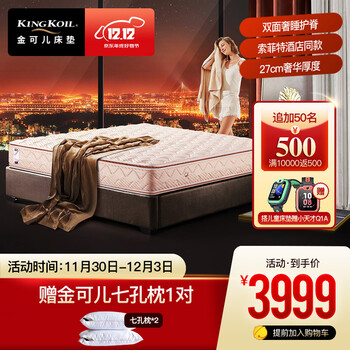 金可儿 席梦思护脊床垫 五星酒店可定制床垫子 斑彩 27cm 偏硬 1.8米*2米