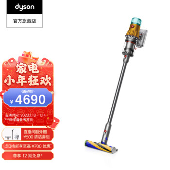 戴森（DYSON）V12 Detect Slim Absolute轻量吸尘器大吸力【22新款】 黄镍色
