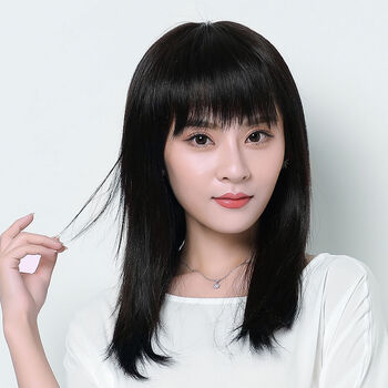 假发女长直发内扣全头套圆脸减龄中长款真头发逼真无痕混合真发浅棕色