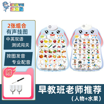 乐乐鱼 leleyu）卡通兔有声挂图早教玩具宝宝识字表2张人物水果男孩女孩生日礼物母婴玩具类商品-全利兔-实时优惠快报