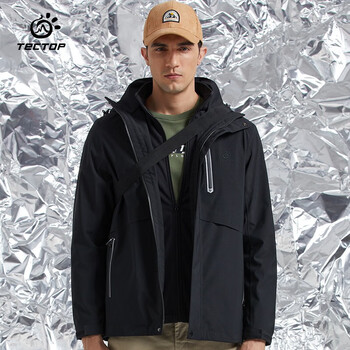 TECTOP 探拓 三合一户外服两件套保暖防寒服登山服可拆卸防风滑雪软壳内胆 男款经典黑 XL全利兔-实时优惠快报