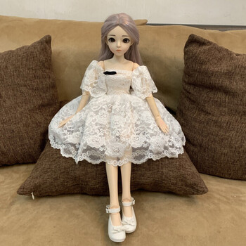 换装60cm厘米罗丽娃娃穿衣服裙子婚纱裙时装裙女孩玩具过家家 白色 白