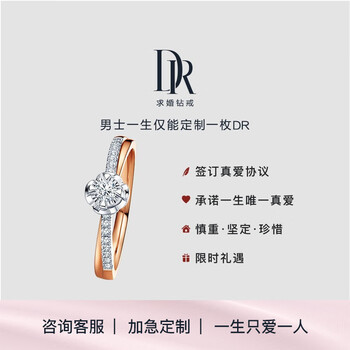 DR 求婚钻戒 BELIEVE系列 初雪之恋 （初雪承诺升级款）结婚 戒指 18K金 分色18K金 8分H色SI1