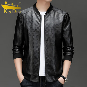 KIN DON 金盾 KINDON）夹克 皮衣外套潮流休闲百搭男装 2308-黑色 56（建议140-160斤）服饰鞋包类商品-全利兔-实时优惠快报