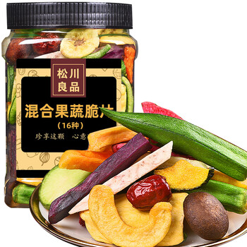 京东PLUS：松川良品 混合水果蔬菜干脆片 休闲零食品铺子非油炸小吃秋葵什锦 180g 罐装16种全利兔-实时优惠快报