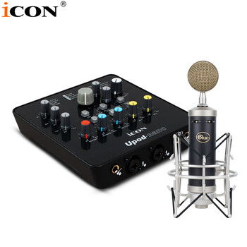 iCON 艾肯Upod Nano外置声卡套装手机电脑台式通用直播主播专业录音喊麦设备莱维特电容麦克风 UpodNano+Blue小奶瓶【可脱离电脑使用】