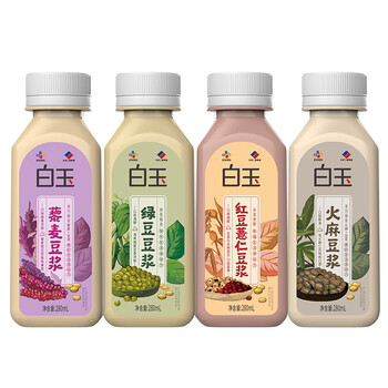 白玉 豆浆280ml*4瓶组合装（红豆薏米+绿豆+火麻+藜麦4种口味）食品类商品-全利兔-实时优惠快报