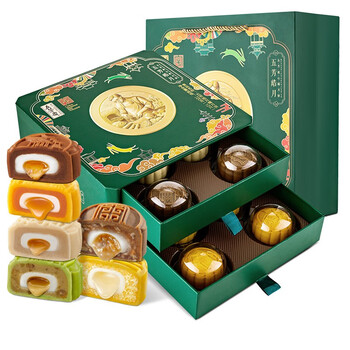 五芳斋 中华江南糯月饼四层流心芝士奶黄网红中秋月饼礼盒礼品送礼 五芳皓月12枚720克（双层抽屉）食品类商品-全利兔-实时优惠快报