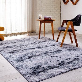 KAYE 地毯卧室简约现代客厅长绒毛可爱垫子北欧沙发茶几床边毯满铺水洗家用毯子 浅灰 70×160 cm
