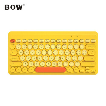航世（BOW）K-610 无线键盘 炫彩复古键盘 笔记本电脑家用办公通用女生可爱小键盘 柠檬黄