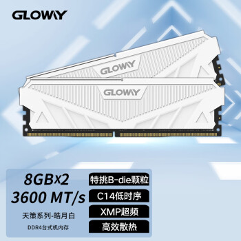 光威（Gloway）16GB(8Gx2)套装 DDR4 3600 台式机内存 天策系列-皓月白（C14）特挑B-die颗粒