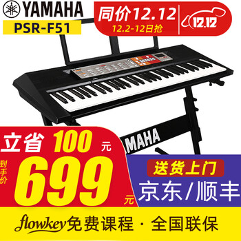 雅马哈电子琴PSR-F51/E363入门考级E263娱乐儿童初学生开学季礼物键盘乐器yamaha PSR-F51官方标配+全套配件