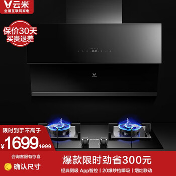 云米(VIOMI) 智能侧吸式近吸烟灶套装 液化气灶具 20立方大吸力油烟机 智能互联 CXW-240-VC301+JZY-VG301