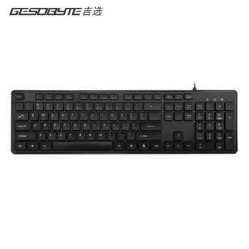 吉选（GESOBYTE）K852键盘 有线办公键盘 笔记本电脑台式机家用USB接口全尺寸104键 方形键帽 黑
