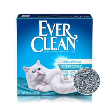 铂钻EverClean猫砂膨润土无尘 活性炭 除臭猫砂 蓝标除臭11.3kg 现货