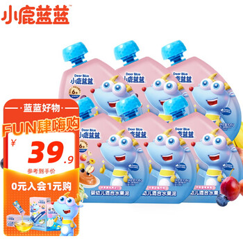 小鹿蓝蓝_婴幼儿宝宝零食水果泥富含vc_宝宝辅食果泥吸吸袋 【婴标】（6袋装/6种口味母婴玩具类商品-全利兔-实时优惠快报