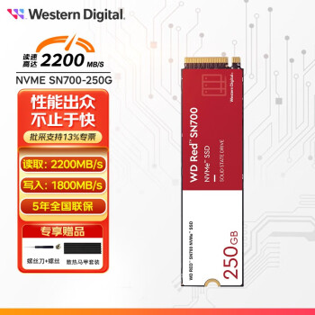 西部数据（WD） 红盘SN700 SSD固态硬盘 M.2接口(NVMe协议) 网络储存(NAS)硬盘 SN700 250GB【WDS250G1R0C】