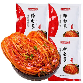 京喜特价APP、有券的上：盛京闵氏酱菜园 辣白菜 458g*3袋食品类商品-全利兔-实时优惠快报