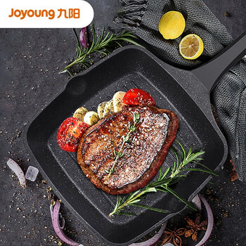 Joyoung 九阳 煎锅24cm麦饭石少油烟不粘锅牛排锅电磁炉通用锅具JLW2453D日用百货类商品-全利兔-实时优惠快报