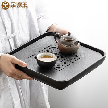 金镶玉 茶盘陶瓷储水干泡茶台方形简约中式 功夫茶具托盘简用茶海 四方望月日用百货类商品-全利兔-实时优惠快报