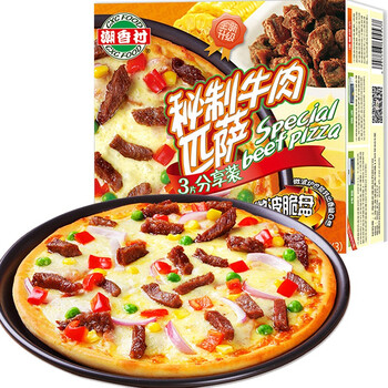 潮香村 秘制牛肉披萨90g*3 马苏里拉芝士半成品披萨食品类商品-全利兔-实时优惠快报