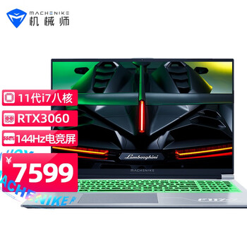 机械师F117毒药144Hz全面屏游戏本11代i7八核RTX3060独显设计高性能笔记本电脑 加强版16G/512G PCIE高速固态