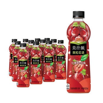 美汁源 minute maid 爽粒花语 红葡萄汁 果汁饮料 420/450ml*12瓶