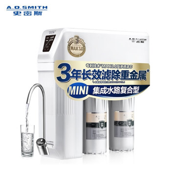 史密斯(A.O.Smith)家用净水器 有效滤除病毒及重金属 1.6升/分钟 无桶大流量 净水机 1600M 家电